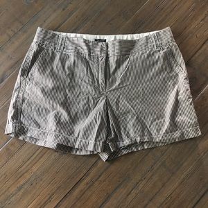 J. Crew size 8 tan & white striped shorts
